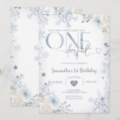 Sneeuwvlokken is ze niet prachtig 1e verjaardag kaart (Voorkant / Achterkant)