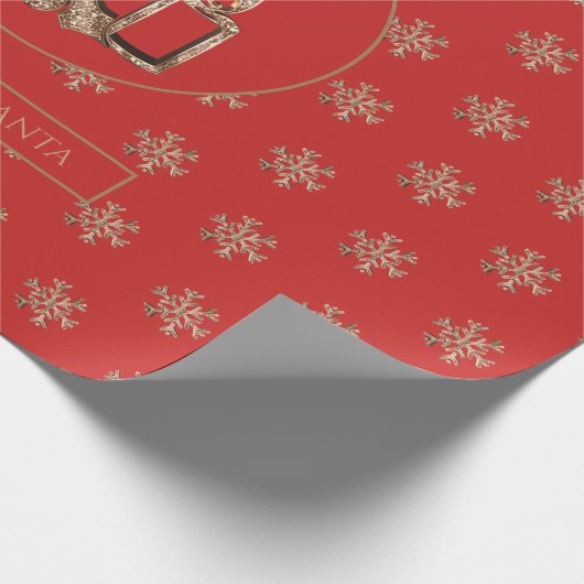 Sneeuwvlokken Kaarsen Holly Rood en Gouden Kerstmi Cadeaupapier (Hoek)