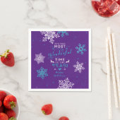 Sneeuwvlokken Kerst Xmas Paarse Turquoise Servet (Insitu)