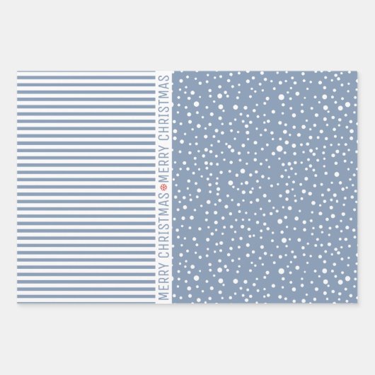 Sneeuwvlokken, kerstbomen, stoffige blauwe strepen inpakpapier vel (Voorkant 2)