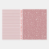 Sneeuwvlokken, kerstbomen, stoffige rozen strepen  inpakpapier vel (Voorkant 2)