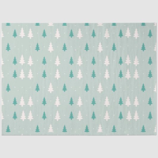 Sneeuwvlokken & kerstbomen Witte groene kerst Tissuepapier (Voorkant)