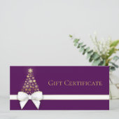 Sneeuwvlokken Kerstboom Strik Paarse Cadeaubon (Staand voorkant)