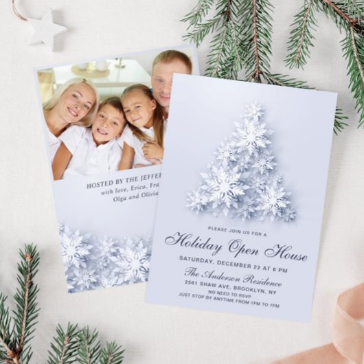 Sneeuwvlokken Kerstboom Vakantie Open Huis Kaart