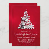 Sneeuwvlokken Kerstboom Vakantie Open Huis Kaart (Voorkant / Achterkant)