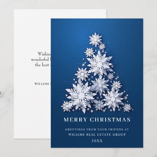 Sneeuwvlokken Kerstboom Zakelijke Groet Feestdagenkaart (Voorkant / Achterkant)