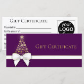 Sneeuwvlokken kerstboomblauw Paarse kaartje (Voorkant / Achterkant)