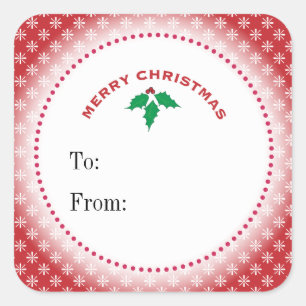 Sneeuwvlokken Kerstcadeautag Vierkante Sticker