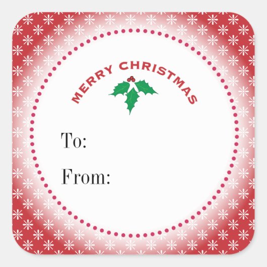 Sneeuwvlokken Kerstcadeautag Vierkante Sticker (Voorkant)