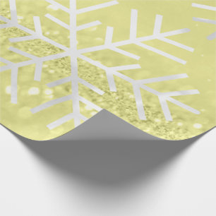 Sneeuwvlokken kerstfeestdag Geel Geel Glitter Cadeaupapier