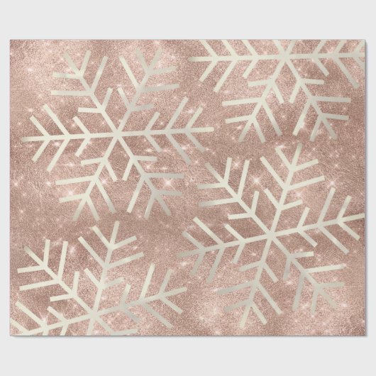 Sneeuwvlokken kerstfeestdag Roos Vonk Glitter Cadeaupapier (Vlak)