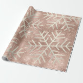 Sneeuwvlokken kerstfeestdag Roos Vonk Glitter Cadeaupapier (Uitgerold)