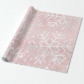 Sneeuwvlokken kerstfeestdag Roze Blush Glitter Cadeaupapier (Uitgerold)