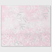 Sneeuwvlokken kerstfeestdag Roze park Glitter Cadeaupapier (Vlak)