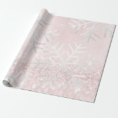 Sneeuwvlokken kerstfeestdag Roze pastel Glitter Cadeaupapier (Uitgerold)