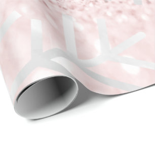 Sneeuwvlokken kerstfeestdag Roze pastel Glitter Cadeaupapier