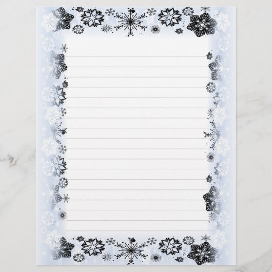 Sneeuwvlokken Kerstgrens Schrijfpapier (Voorkant)