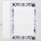 Sneeuwvlokken Kerstgrens Schrijfpapier (Voorkant / Achterkant)