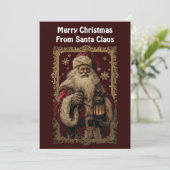 Sneeuwvlokken Kerstman Sinterklaas Goud Ingelijst Feestdagenkaart (Staand voorkant)