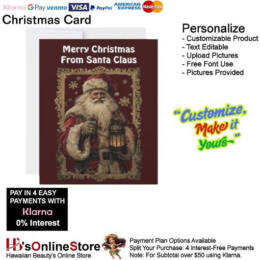 Sneeuwvlokken Kerstman Sinterklaas Goud Ingelijst Feestdagenkaart