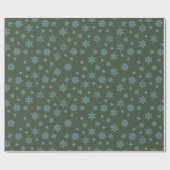 Sneeuwvlokken Kerstmis Donker Groen Inpakpapier (Vlak)