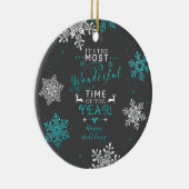 Sneeuwvlokken Kerstmis Meest Wonderlijke Tijd 3 Keramisch Ornament (Rechts)