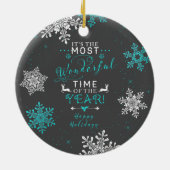 Sneeuwvlokken Kerstmis Meest Wonderlijke Tijd 3 Keramisch Ornament (Achterkant)