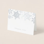 Sneeuwvlokken Kerstmis Winter Dank u Zilver Folie Kaarten (Voorkant)