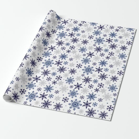 Sneeuwvlokken kerstpapier cadeaupapier (Uitgerold)