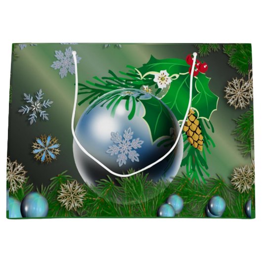  sneeuwvlokken kerstversieringen large cadeautasje (Voorkant)