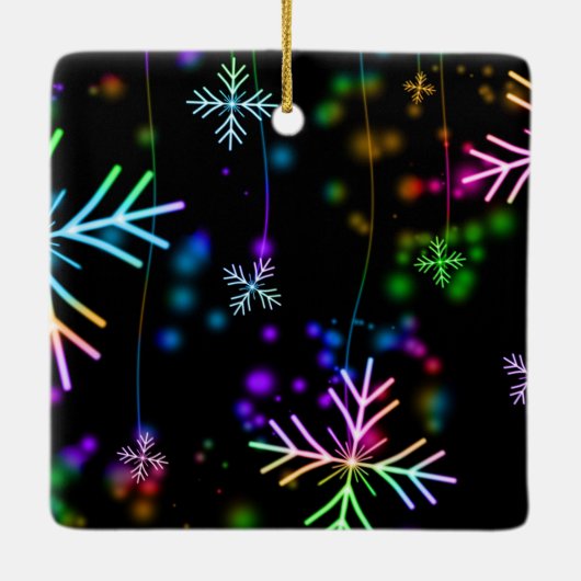 Sneeuwvlokken kleuren keramisch ornament (Achterkant)