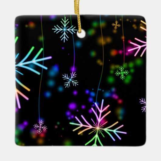 Sneeuwvlokken kleuren keramisch ornament (Voorkant)