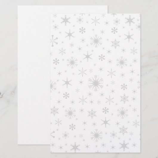 Sneeuwvlokken - Licht grijs op wit Briefpapier (Voorkant / Achterkant)