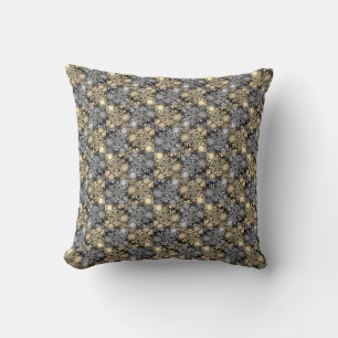 Sneeuwvlokken / maan / zilver - goud / kussen