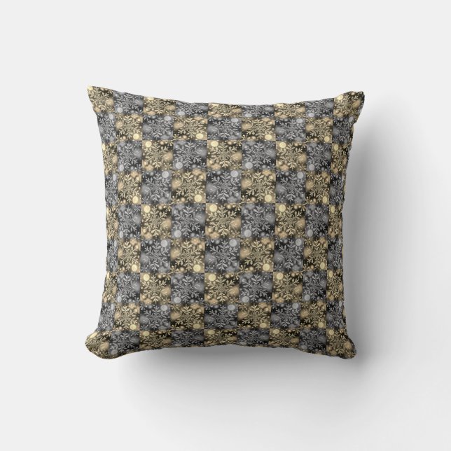 Sneeuwvlokken / maan / zilver - goud / kussen (Voorkant)