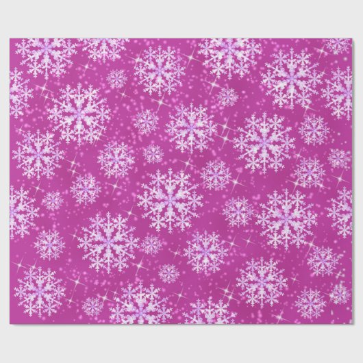 Sneeuwvlokken Magenta inpakpapier (Vlak)