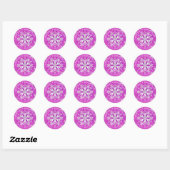 Sneeuwvlokken Magenta Ronde Sticker (Vel)