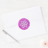 Sneeuwvlokken Magenta Ronde Sticker (Envelop)