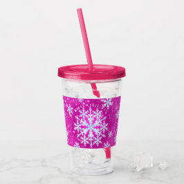 Sneeuwvlokken Magenta White Acryl Tumbler Drinkbeker