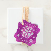 Sneeuwvlokken Magenta Wit Bedankjes Labels (In situ)