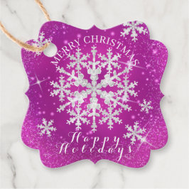 Sneeuwvlokken Magenta Wit Bedankjes Labels