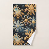 Sneeuwvlokken Magic Christmas Black Gold Blue Bad Handdoek (Handdoek)