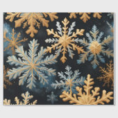 Sneeuwvlokken Magic Christmas Black Gold Blue Cadeaupapier (Vlak)