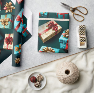 Sneeuwvlokken Magic Christmas Black Gold Blue Cadeaupapier