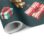 Sneeuwvlokken Magic Christmas Black Gold Blue Cadeaupapier (Rol Hoek)