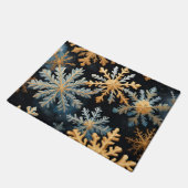 Sneeuwvlokken Magic Christmas Black Gold Blue Deurmat (Schuin)
