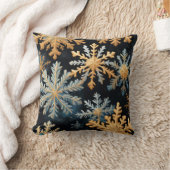 Sneeuwvlokken Magic Christmas Black Gold Blue Kussen (Deken)
