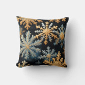 Sneeuwvlokken Magic Christmas Black Gold Blue Kussen (Voorkant)