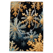 Sneeuwvlokken Magic Christmas Black Gold Blue Medium Cadeauzakje (Achterkant)