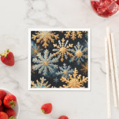 Sneeuwvlokken Magic Christmas Black Gold Blue Servet (Insitu)